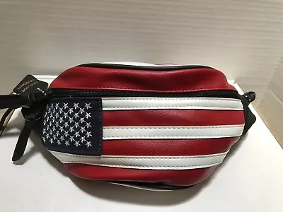 Roma Leathers #7076S Fanny Pack - SOFT Lambskin Leather - RED WHITE & BLACK • $16