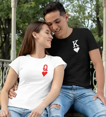 £12.99 • Buy KING & QUEEN OF HEARTS Matching Shirt | Couple Tee Wedding Anniversary Valentine