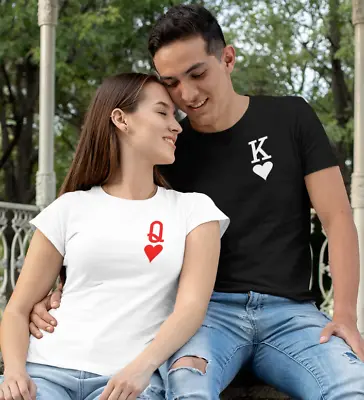 KING & QUEEN OF HEARTS Matching Shirt | Couple Tee Wedding Anniversary Valentine • £12.99