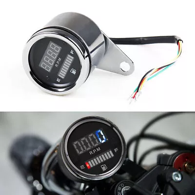 Universal Motorcycle Speedometer LED Gas Fuel Gauge 12V Motorbike LCD Instrument • $17.35