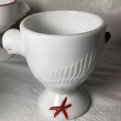 Vintage Egg Cups Lot Of 5 Chicken Chick Rooster Milk Glass Painted Porcelain   I • $15