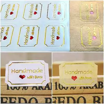 Hand Made With Love Heart Stickers Thank You Labels Gift Food Craft Box • £1.99