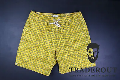 J.Crew JCrew Mens Yellow Floral Print 6  Nylon Swim Trunk Shorts Size S M • $45