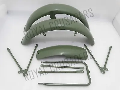 New Matchless G3l Ajs 16m Military Model Green Painted Mudguard Set & Stays • $379.02