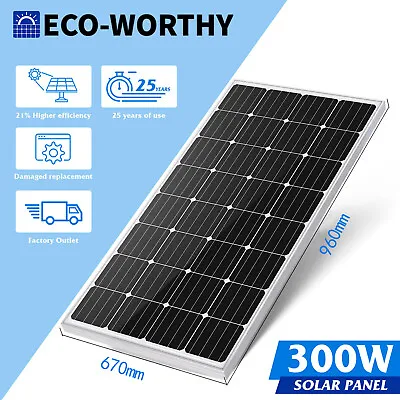 300W Mono Solar Panel 12V Power For Battery Charge Caravan Camping RV Plug&play • $149.99