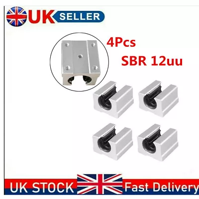 4PCS SBR12UU SBR Linear Ball Bearing Slide Block For SBR12 Linear Rail Guide UK • £14.99