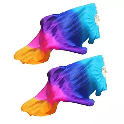 £23.53 • Buy 1 Pair Belly Dance Fan Veil Silk For Women Performance Costume Accessories