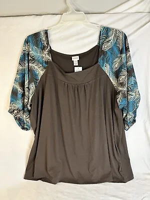 NWT Venezia Brown / Green / Tan Shirt Blouse Size 26 -28 • $17.99