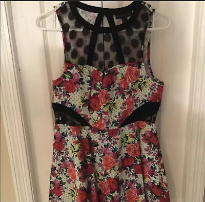 Material Girl Floral & Polka Dot Mesh Sleeveless Dress Large New • $15