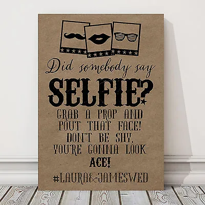 Personalised A4 Photo Booth Selfie Sign Wedding Party Props BUY 2 GET 1 FREE (S) • £4.40