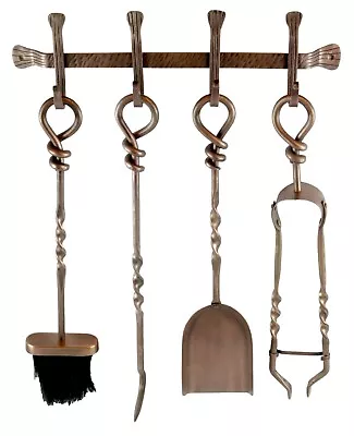 Wall Hung Companion Set 4 Fire Tools Antique Copper Finish Fireplace Accessory • £49.95