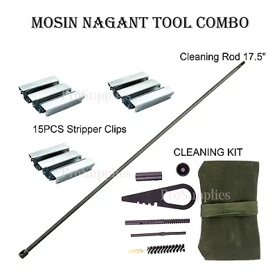 Mosin Nagant 17.5  Cleaning Rod + Cleaning Kit + 15PCS Stripper Clips • $34.99