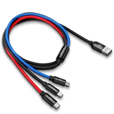 $19.95 • Buy Genuine Baseus 3-in-1 USB Charger Cable For IPhone, Micro USB & Type C Devices