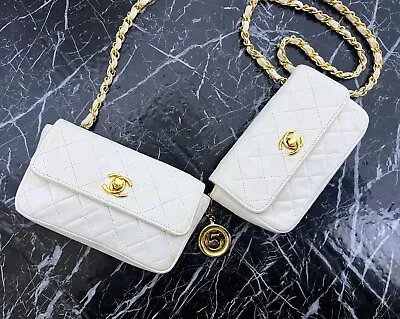 Authentic Vintage Chanel Turnlock Twin Shoulder Bag Lambskins • $2480