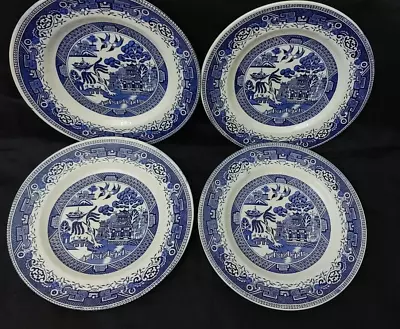 4 Blue White Dinner Plates Washington Pottery • £15