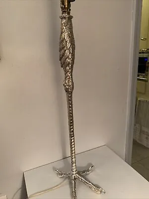 Silver Plated Antique Bronze Stork Ostrich Bird Leg Lamp Probably P.E. Guerin • $1300