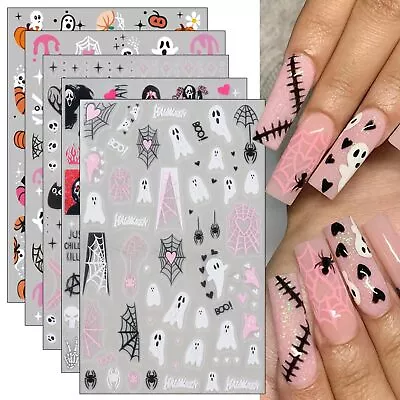 Pink Halloween Nail Stickers 10 Sheets Self-Adhesive Decal Ghost No  • $11.77