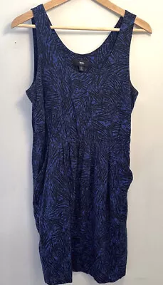 MOSSIMO Sleeveless Dress Women’s Medium Blue Geometric Print Rayon • $12.95