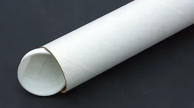 6 White Tubes With Plastic End Caps - 2  X 24  .060  Thick  Mailing Storage  • $11.99