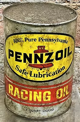 Vintage Pennzoil Racing Oil Engine Oil Can One Quart Gas Station Advertising • $19.67