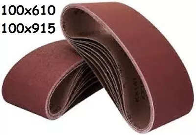 Sanding Belts 100mm X 610mm - 100mm X 915mm - 40 60 80 120 180 Grit Belt Sander • £11.99