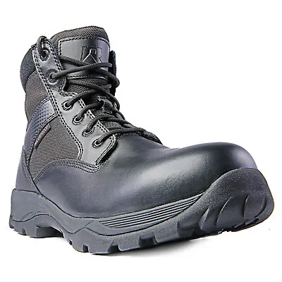 Ridge Men 6  Waterproof Leather Non-Slip Tactical Military Work Black Shoe Boot • $54.95