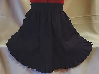 £20.99 • Buy RETRO VINTAGE 50's STYLE HALF APRON / PINNY With 2 POCKETS - BLACK