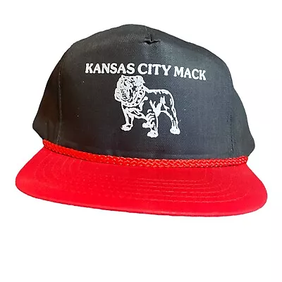 Kansas City Hat Mack Bull Dog Mens Cap Truck Farm Red White Black Baseball VG • $42.12