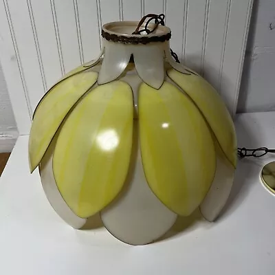 Vintage 70’s Chandelier Light Hanging Lamp Plastic Yellow 16” Wide X 12” Tall • $125