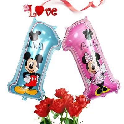 1st Birthday HUGE FOIL BALLOON BOY GIRL MICKEY MOUSE DECOR PARTY CHILDREN NEW • £3.49