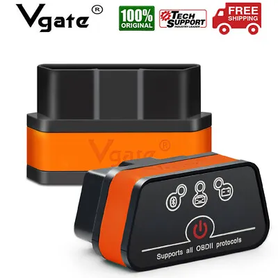 New Vgate OBD2 Scanner ICar2 Bluetooth Diagnostic Tool Support All OBD Protocals • $13.99