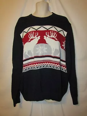 Mens Dockers Reindeer Holiday Sweater XL Nwt $64 Deep Night Blue • $17.95