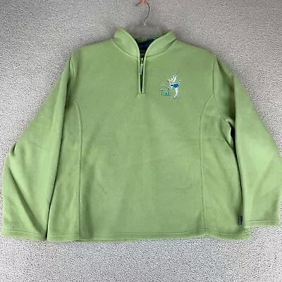 Disney Tinker Bell Quarter Zip Fleece Jacket Women's Size XL Long Sleeve Green • $11.37