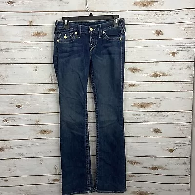 True Religion Becky Dark Wash Embellished Button Bootcut Jeans Size 25 • $20.99