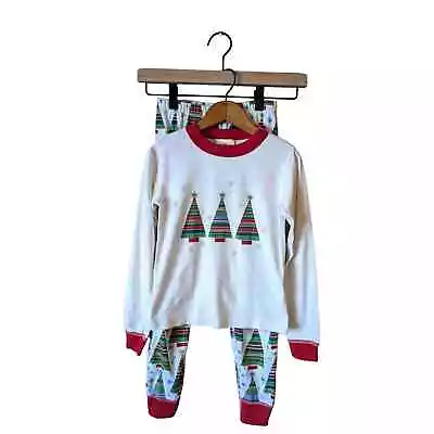 Hanna Andersson Christmas Tree Pajamas 100% Cotton Unisex White 120 CM 6/7 • $30