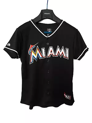 Womens NWT Miami Marlins Reyes Baseball Majestic Jersey Size L Made In USA  • $100