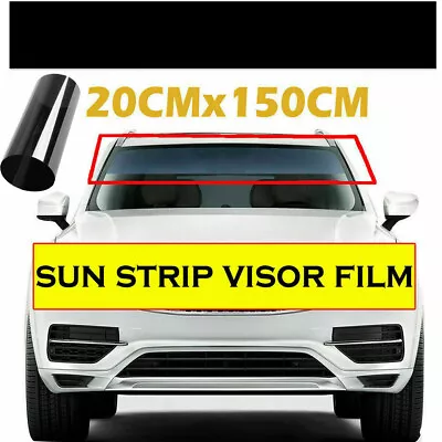 Sun Visor Strip Windshield Banner Vinyl Long Lasting Premium Black Decal • $9.49