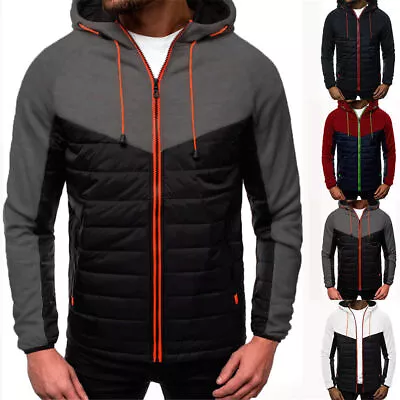 Mens Zip Up Hoodies Coat Hooded Jacket Bicolor Top Sport Casual Warm Work Wear • $34.49