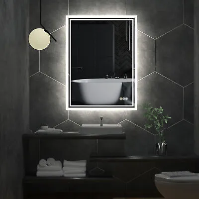 Anti-Fog Illuminated LED Bathroom Mirror With Demister Pad Touch Switch Backlit • £79.91