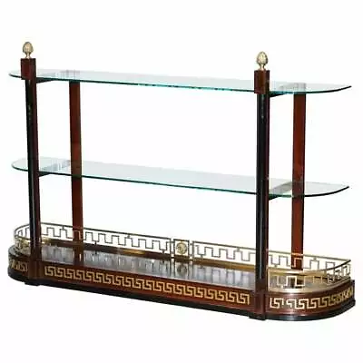 £4000 • Buy Rare Custom Made Versace Mahogany & Brass Console Bookcase Display Sideboard