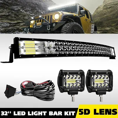 32inch LED Light Bar Curved 30'' Combo Offroad Lights For Toyota Tundra Tacoma • $68.59