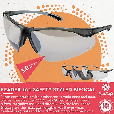 £10.40 • Buy Bifocal Sunglasses Safety Style Glasses Work Eyewear Magnified Reader Clear Tint