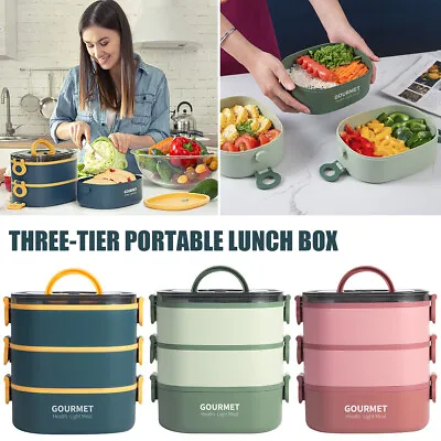 $24.78 • Buy Bento Box Adult Lunch Box 3 Layer Food Container BPA Free Portable Storage›