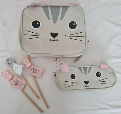 £11.99 • Buy Bnwt Sass & Belle Nori Cat Lunch Bag, Pencil Case And Pencil Gift Set