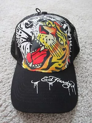 Ed Hardy Tiger Snapback Trucker Hat Black • $39.99