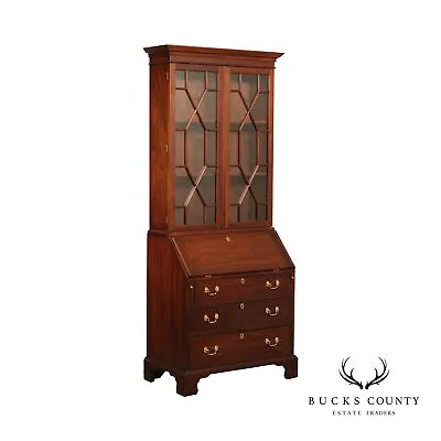 Henkel Harris Mahogany Chippendale Style Secretary Desk Bookcase • $2895