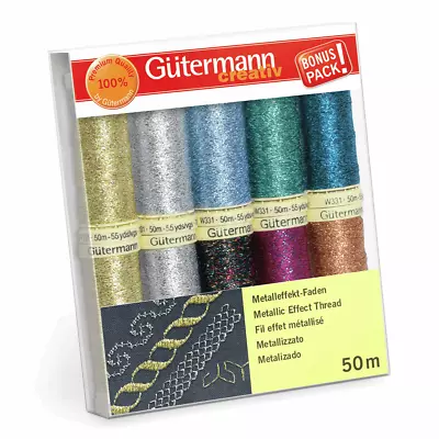 Gutermann Thread Set: Metallic Effect: 10 X 50m: Assorted • £14.24