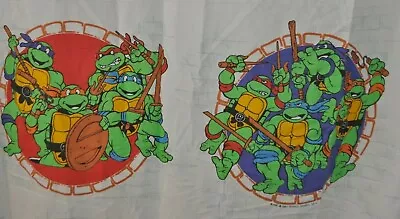 TEENAGE MUTANT NINJA TURTLES TMNT Flat BED SHEET Mirage 1990 Rare • $17.07