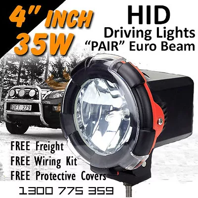 HID Driving Lights - Pair 4 Inch 35w Euro Beam 4x4 4wd Off Road 12v 24v • $161.26