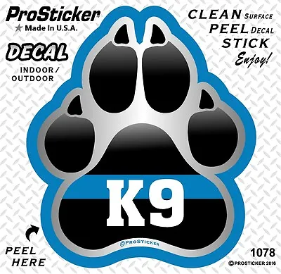 ProSticker 1078 (One) 4  K9 Paw Thin Blue Line Support Decal Sticker • $6.95